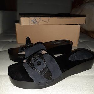Free People Black Platform Wedge Sandals